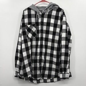 Mens Flannel Lined Hooded Shirt Jacket Buffalo Plaid Size XL LOT OF 2, Winter